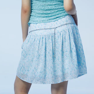 Bemingskirt096(XS-4XL)-Bloomie Skirt - กระโปรงผ้าชีฟองลายดอกเล็กๆเอวดีไซน์เข้ารูปก่อนปล่อยพลิ้ว