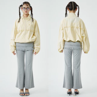 Bemingpants090(XS-4XL)-Capfy Pants - กางเกงดีไซน์เลเยอร์ระบาย ช่วงเอวเป็นยางยืดใส่สบาย