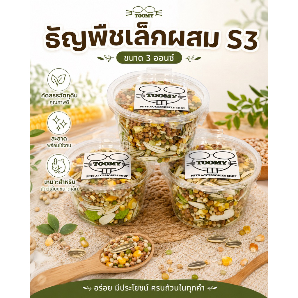 ธัญพืชเล็กผสม S3 (ขนาดกระปุก 3 ออนซ์)
