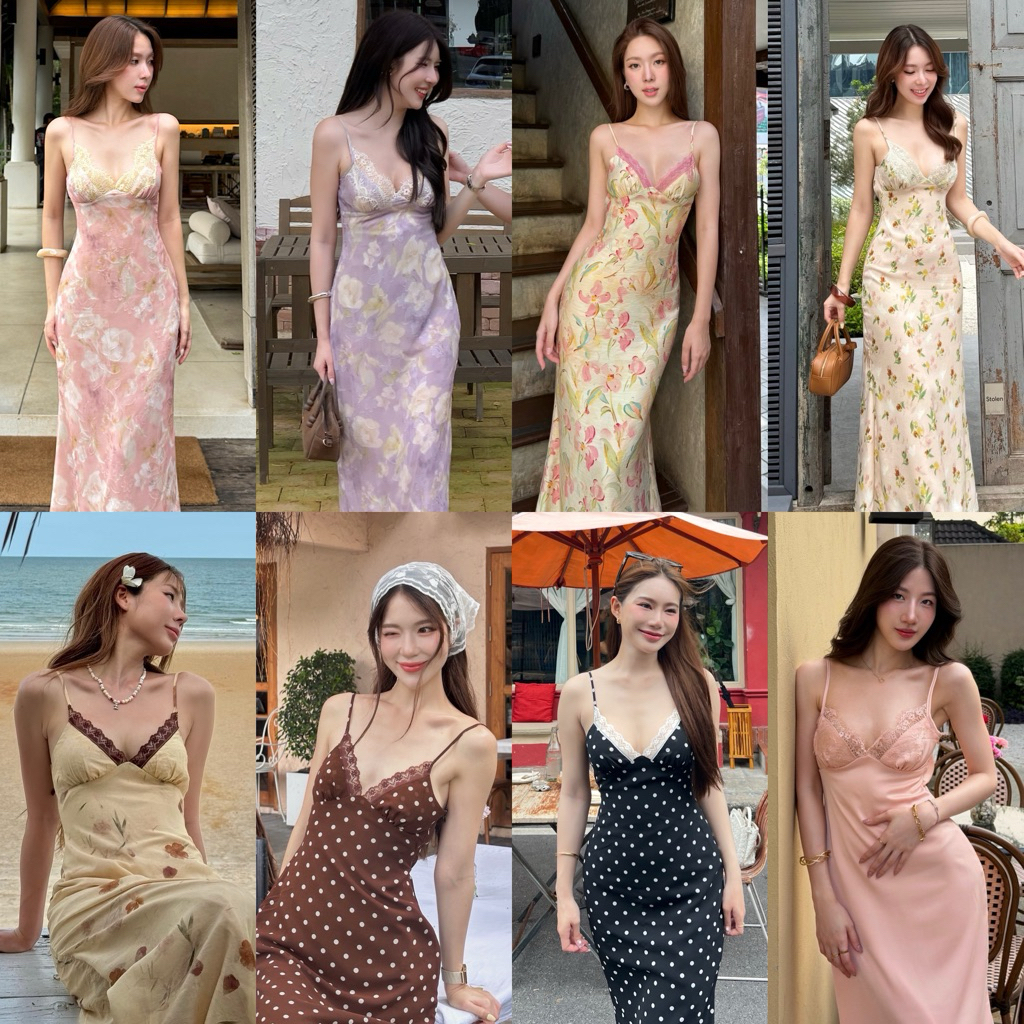 Dresfriends.bybf | Gigi dress เดรสยาวสายเดี่ยว feminine แต่งลูกไม้ ทรงเป๊ะ
