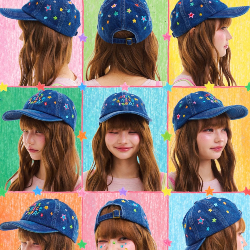 Have a Nice Poop CAP!🧢 หมวกแก็ปยีนส์เดนิม ปักดาวรอบใบ The Pie In The Sky