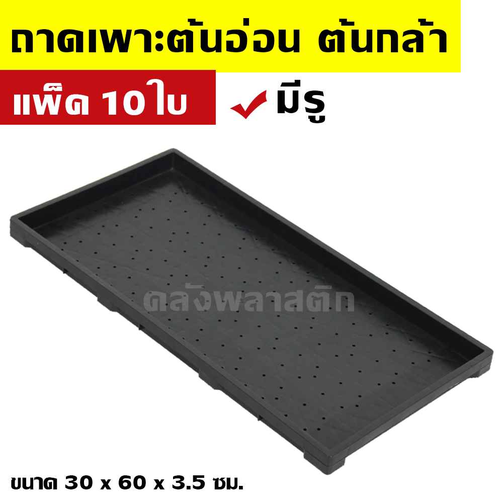 ถาดเพาะกล้า (แพ็ค 5-10ใบ) -มีรู- ใช้เพาะต้นอ่อนทานตะวัน เพาะต้นกล้าผัก เพาะต้นอ่อน - 0TPG