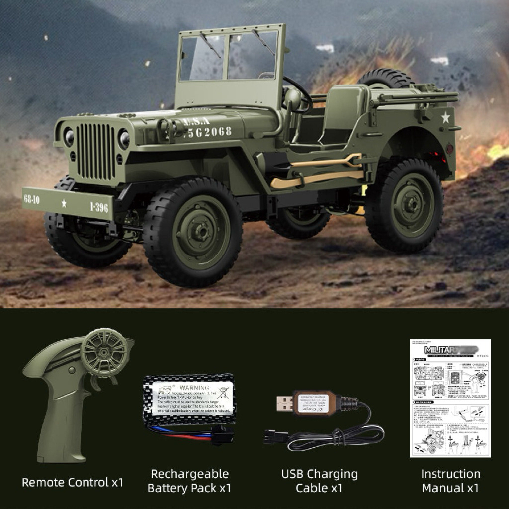 (สินึ้าในไทย) รถบังคับ JJRC C8815 Willys Military Jeep 1/10 Scale RC Rock Crawler - 2.4GHz