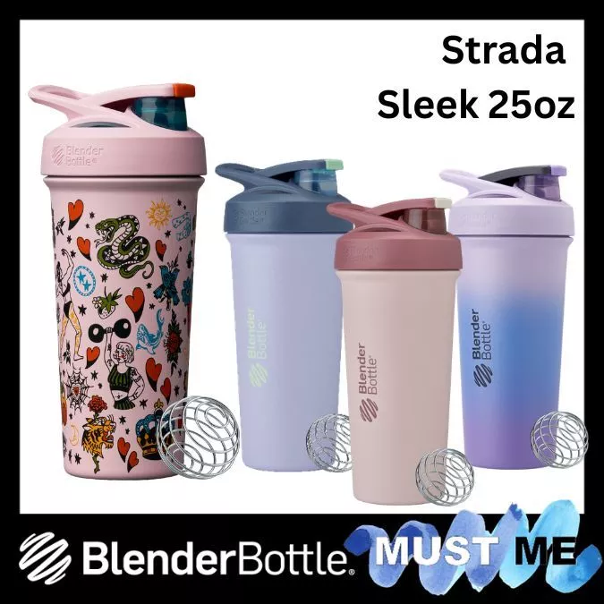 [Sleek 25oz] แก้วเชค Blender Bottle Insulated Stainless Steel Shaker รุ่น Strada Sleek BlenderBottle แก้วเก็บความเย็น