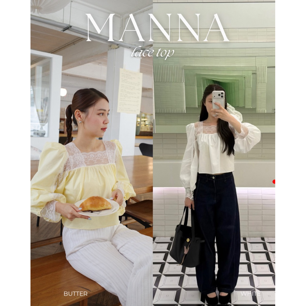 Plsme.bkk ~ “Manna lace top” เสื้อแขนยาวแต่งลูกไม้ (เฉพาะเสื้อ)