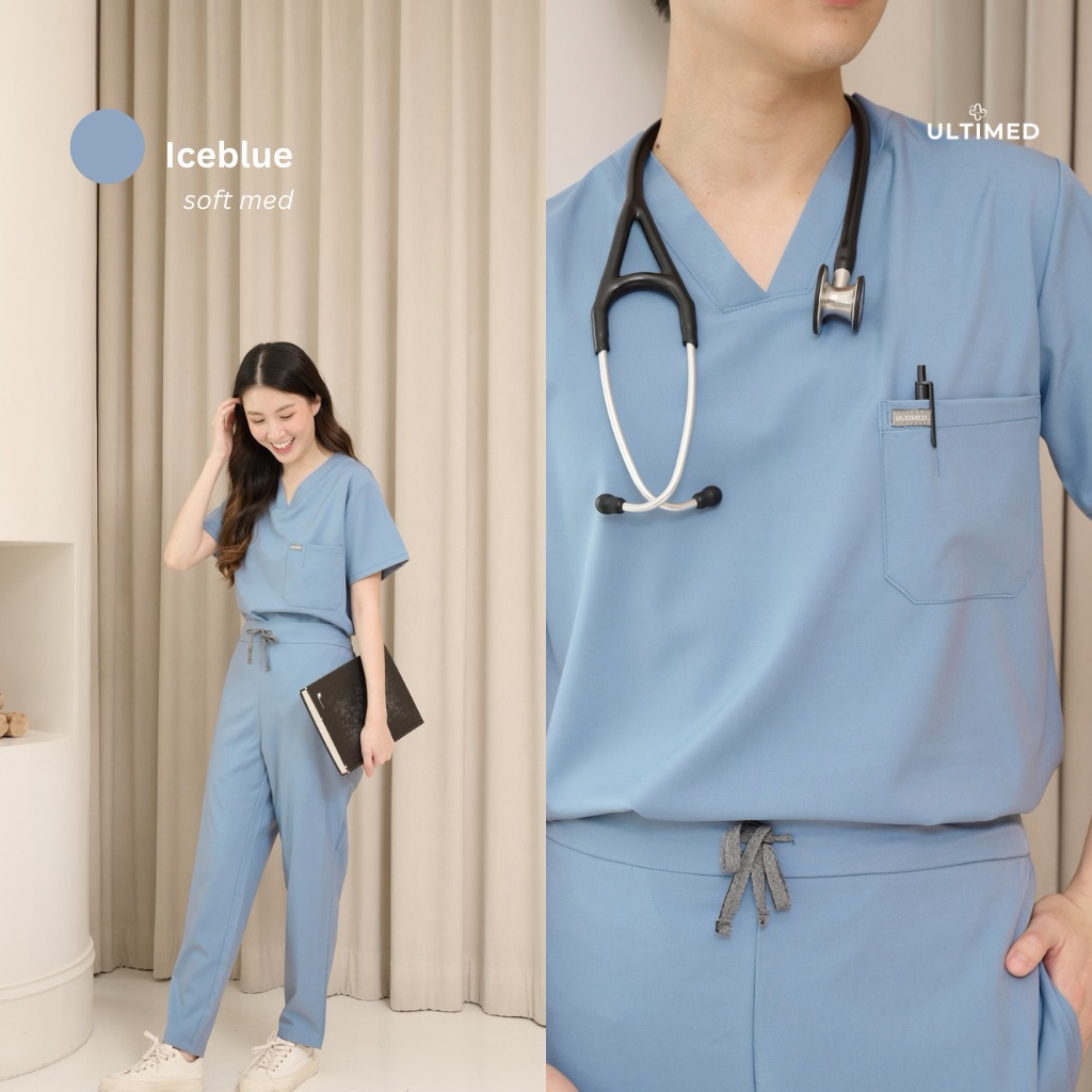 Ultimed | ชุดสครับ สี Iceblue รุ่น softmed (เสื้อสครับ)