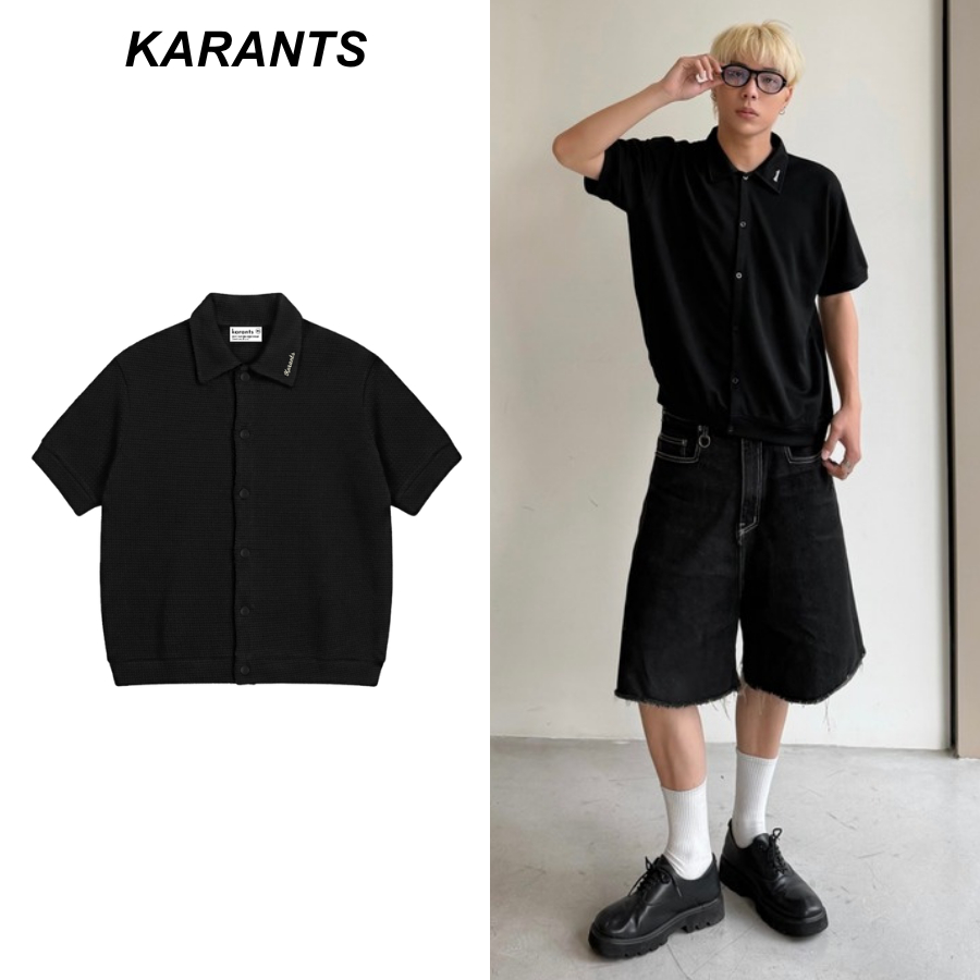 Karants เสื้อ Polo ปัก Cropped Boxy ผ้า Waffle Premium Local Brand - KR368