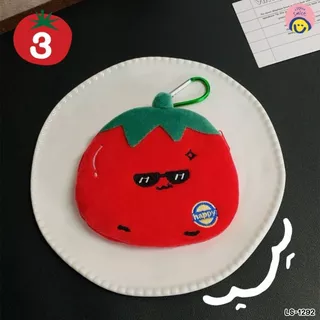 กระเป๋าใส่เหรียญ ลายมะเขือเทศ🍅 พร้อมตะขอคล้อง 13x12 cm ใส่หูฟัง กุญแจ เหรียญ พกง่าย ✨ LS-1293