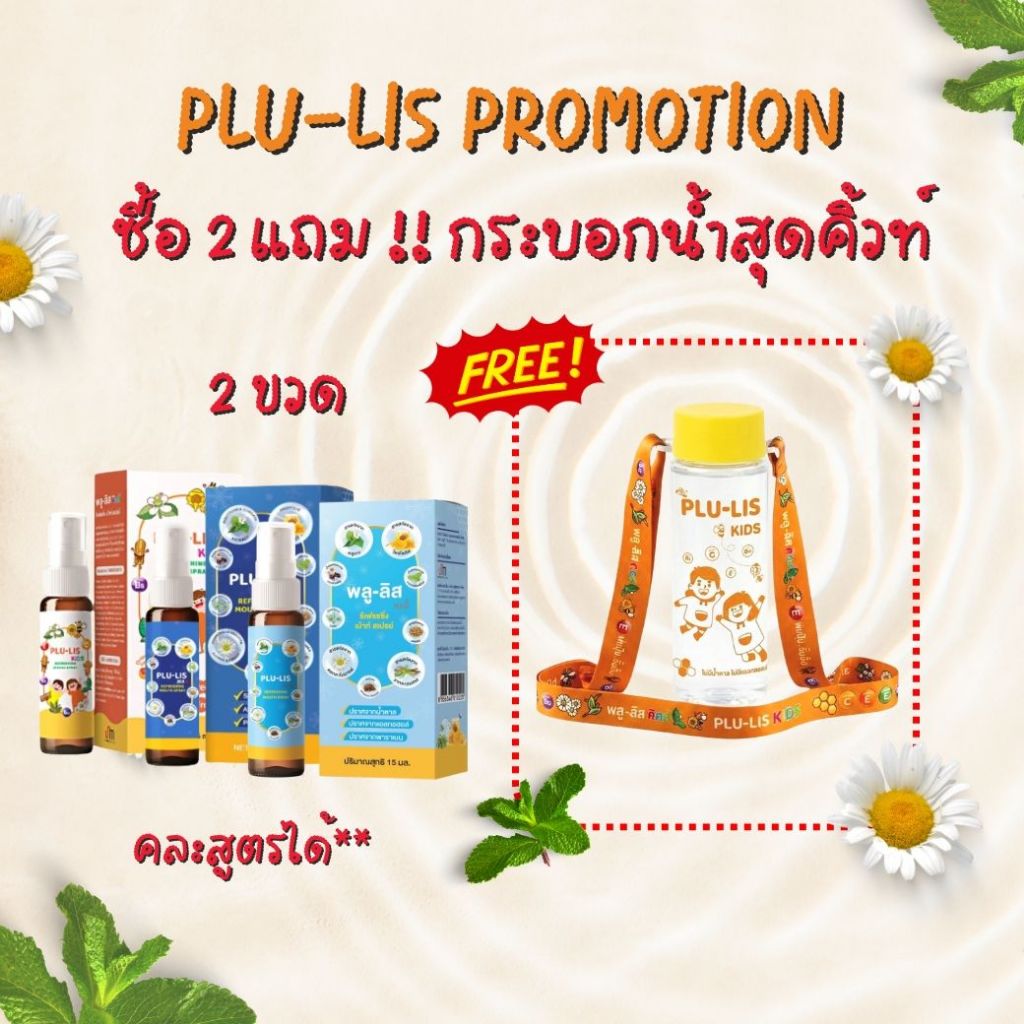 ( ซื้อ 2แถมกระบอกน้ำ )PLU-LIS Max Refreshing Mouth Spray 15ml.พลู-ลิส แม็กซ์ รีเฟรชชิ่ง เม้าท์ สเปรย์ สมุนไพ10ชนิด