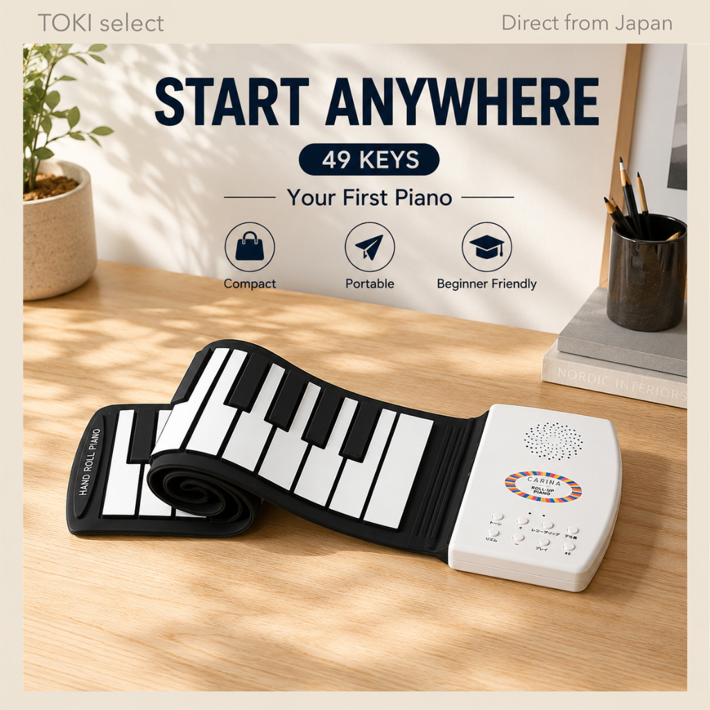 Carina Roll Up Piano 49 Keys Portable Electronic Piano USB Rechargeable Beginner Keyboard