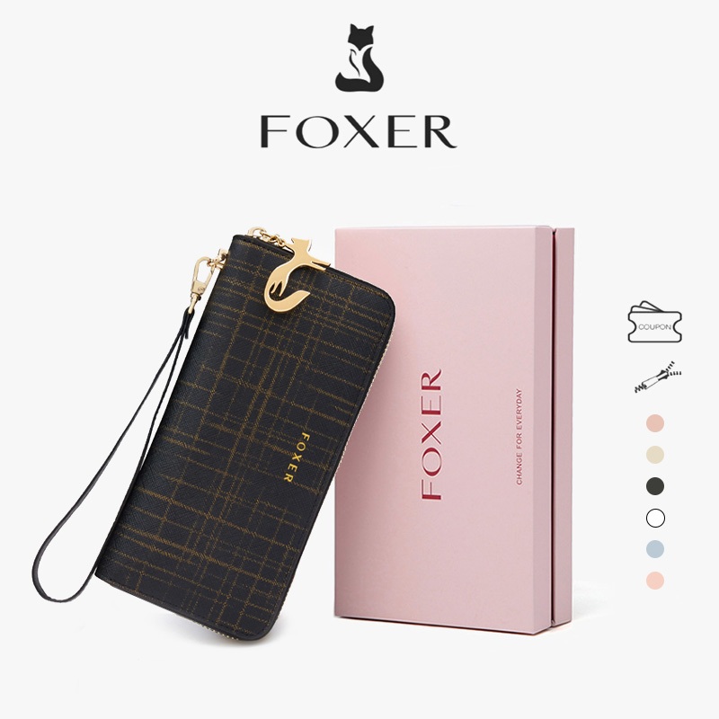 FOXER กระเป๋าสตางค์ยาวมีซิป ดีไซน์ทันสมัย ​​จุของได้เยอะ มีช่องใส่บัตรหลายช่อง