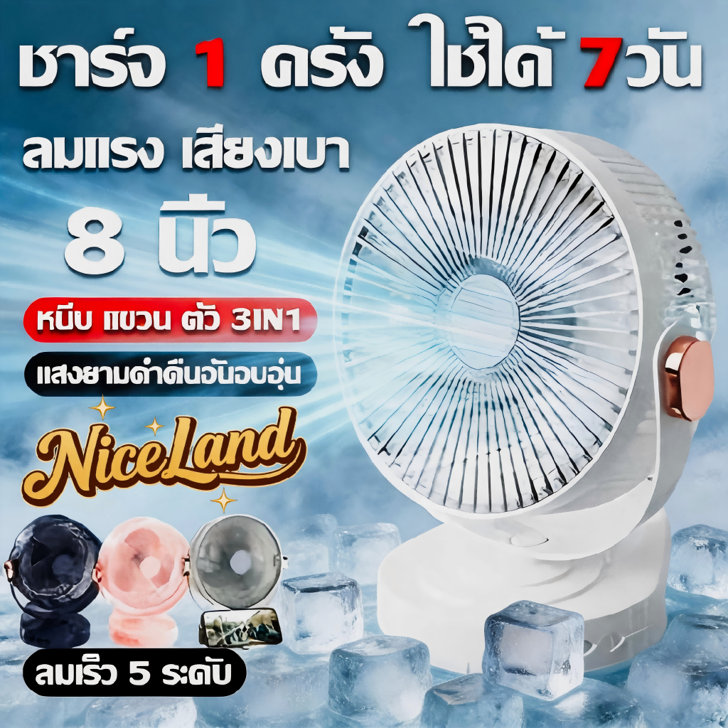 ✨พัดลมพกพาแรงๆ พัดลมตั้งโต๊ะแบบคลิป พัดลม USB 50000mAh มอเตอร์เยอรมัน ลมแรง เงียบ พัดลมไร้สาย พัดลมแคมป์ป