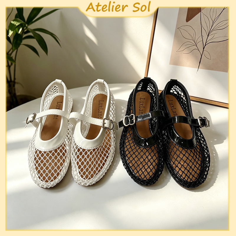🔥พร้อมกล่อง🔥Atelier Sol รองเท้าตาข่าย ระบายอากาศได้ดี น้ำหนักเบา ไม่ลื่น พื้นแบน เดินสบาย (+1 ไซส์)