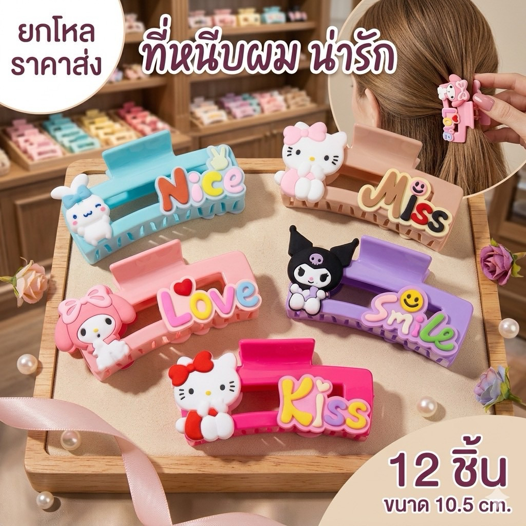 💖กิ๊บหนีบผมลายการ์ตูนคละสีมี12ชิ้น🐣 C0975