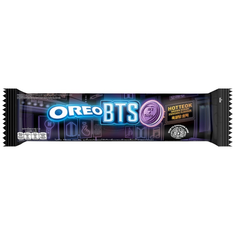 Oreo BTS คุกกี้แซนวิชครีมกลิ่นแพนเค้กฮอตต็อกน้ำตาลทรายแดง 105กรัม [7622202838125]