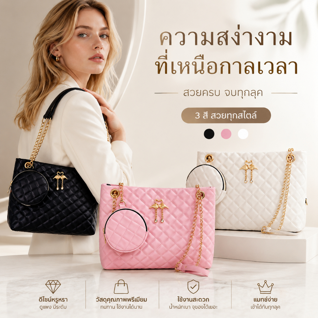 กระเป๋าสะพายข้างผู้หญิง หนังPU ดีไซน์หรู มีซิป พื้นที่ใส่ของได้เยอะ แฟชั่นฤดูใบไม้ผลิ ฮิตขายดี ใหม่2026 พกพาสะดวก