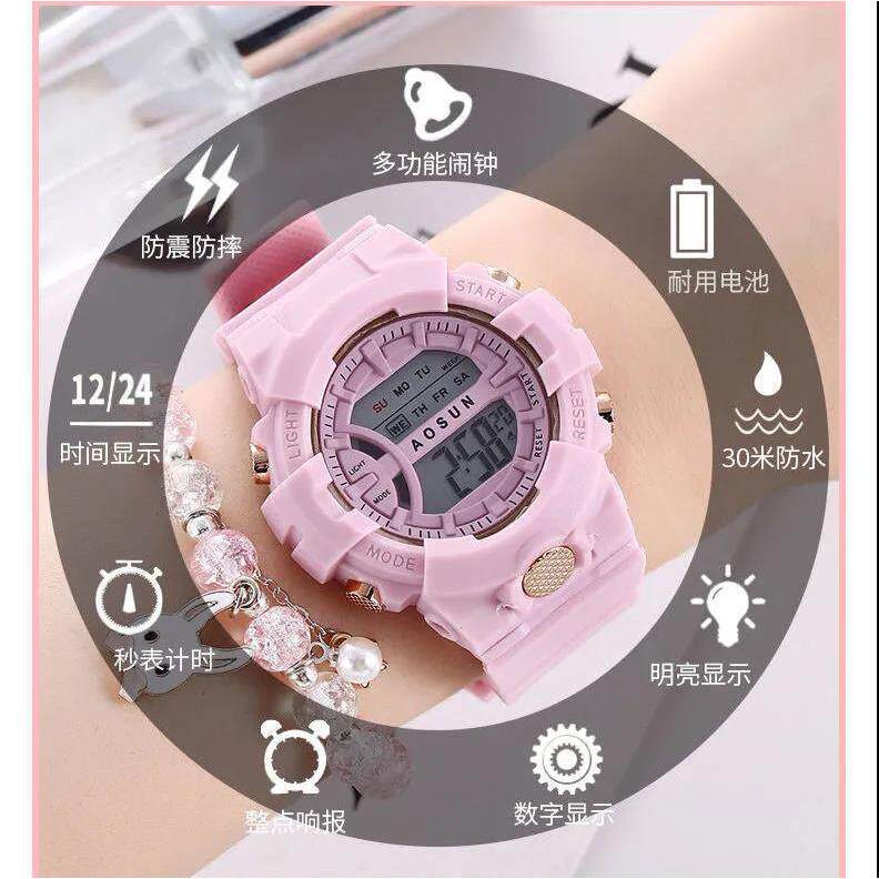 นาฬิกาดิจิตอลเด็ก LED มีไฟกลางคืน กันน้ำ ใส่ออกกำลังกาย รูปที่ 7