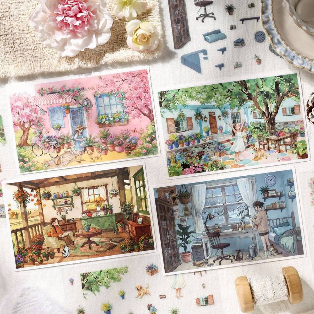 สติ๊กเกอร์ 3D Sticker Scene [ชุด Rabbit Dreamland] DIY ฉากสติ๊กเกอร์ภูมิทัศน์กันน้ำ Journal Scrapbooking