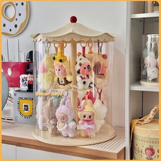 หมุนได้360° กล่องฟิกเกอร์ ตู้โมเดล กันฝุ่นวางซ้อนกันได้ ความจุขนาดใหญ่ ทรงกระบอกหมุนได้