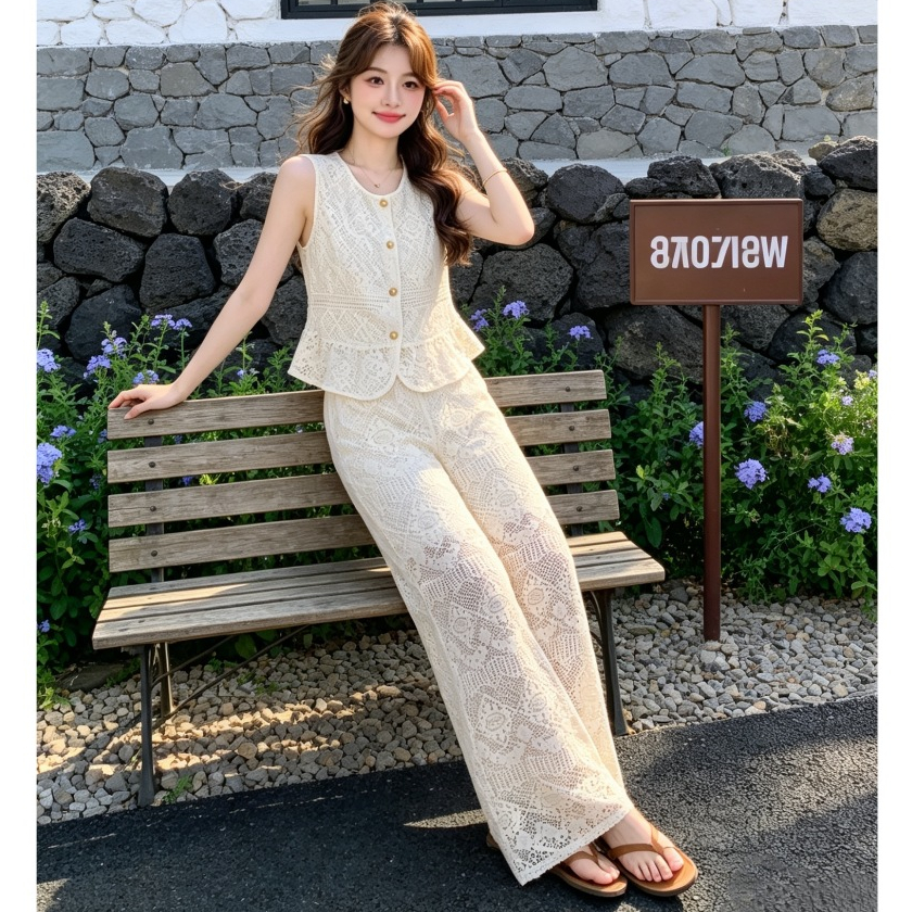 Swan shop ชุดเซ็ตแฟชั่นผู้หญิง ลูกไม้ฉลุ สไตล์คุณหนู เรียบหรู ใส่สบาย