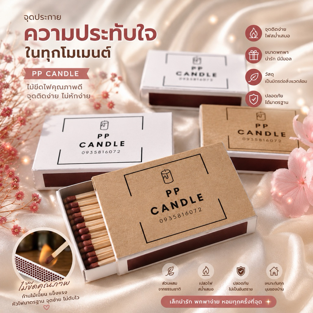 ไม้ขีดไฟสั่งทำชื่อ 100กล่อง***สินค้าไม่ใช่งานสกรีนกล่องนะคะ