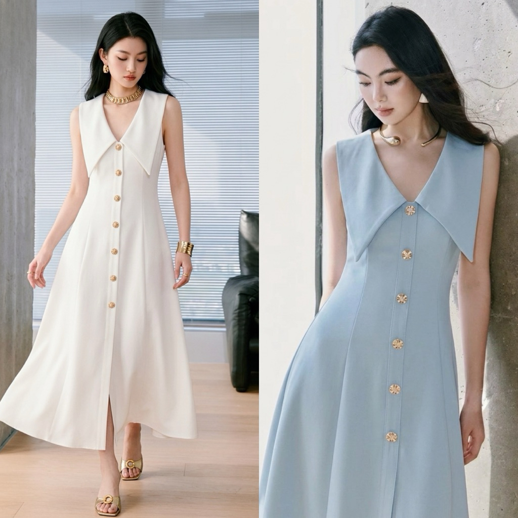 code 28800 เดรสยาวคอปกแหลม