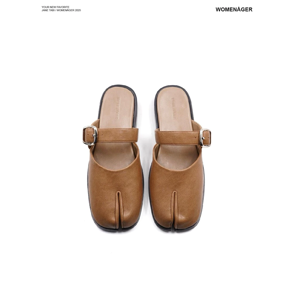 WOMENAGER - Jane Tabi สี Tan รองเท้าแตะคัทชูเปิดส้น สวมใส่ง่าย