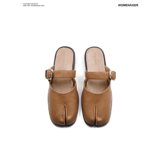 WOMENAGER - Jane Tabi สี Tan รองเท้าแตะคัทชูเปิดส้น สวมใส่ง่าย