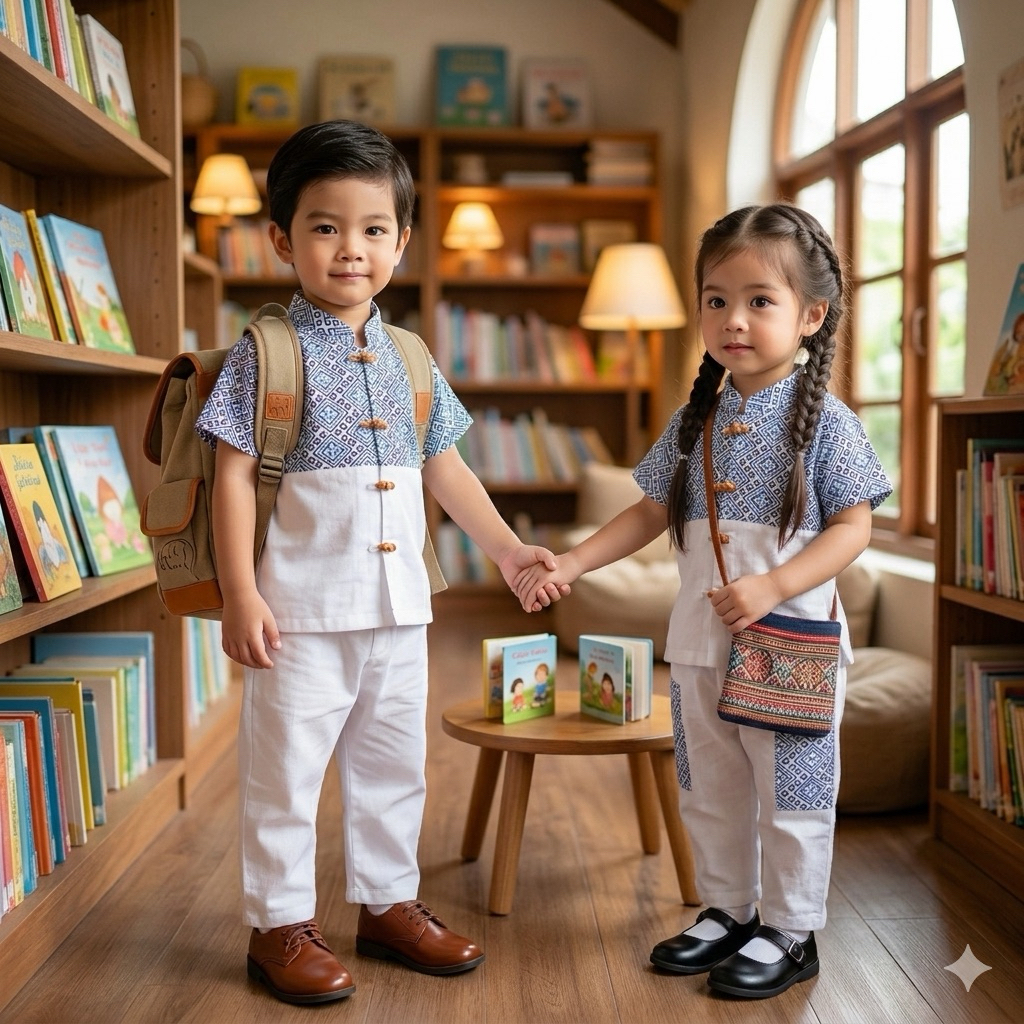 ชุดคอจีนผ้าฝ้ายคุณพิธา ใส่ได้ถึงเด็กโตน้ำหนัก40กิโล