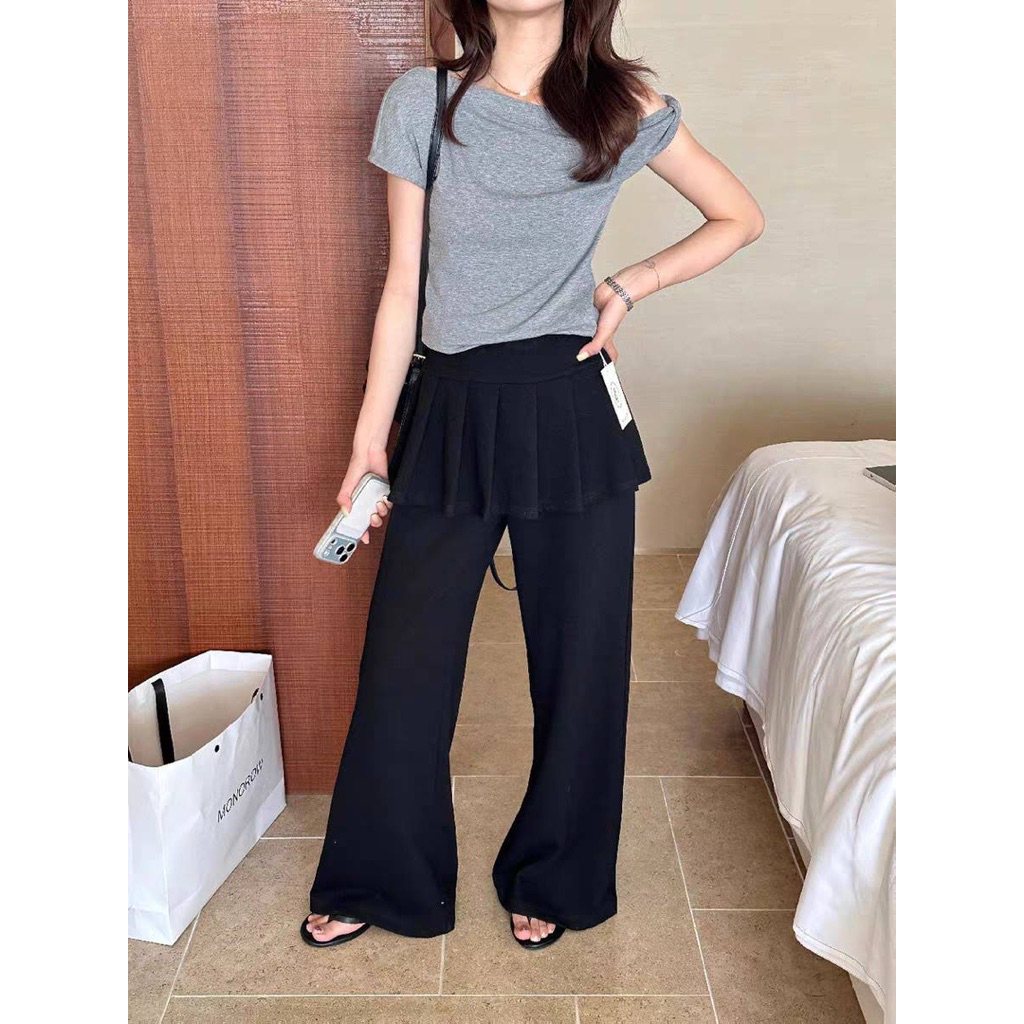 พร้อมส่ง สีดำ TWOHANDHII LENA LAYER PANTS