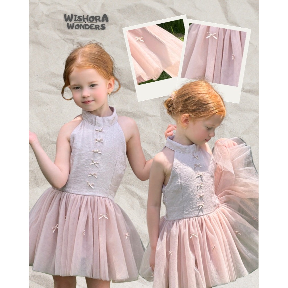 WISHORA WONDERS 26ss DLD260346 Mini Étoile Dress เสื้อผ้าเด็กผู้หญิง ชุดเดรสเด็ก เจ้าหญิงชมพู กระโปรงฟูฟ่อง สไตล์เกาหลี