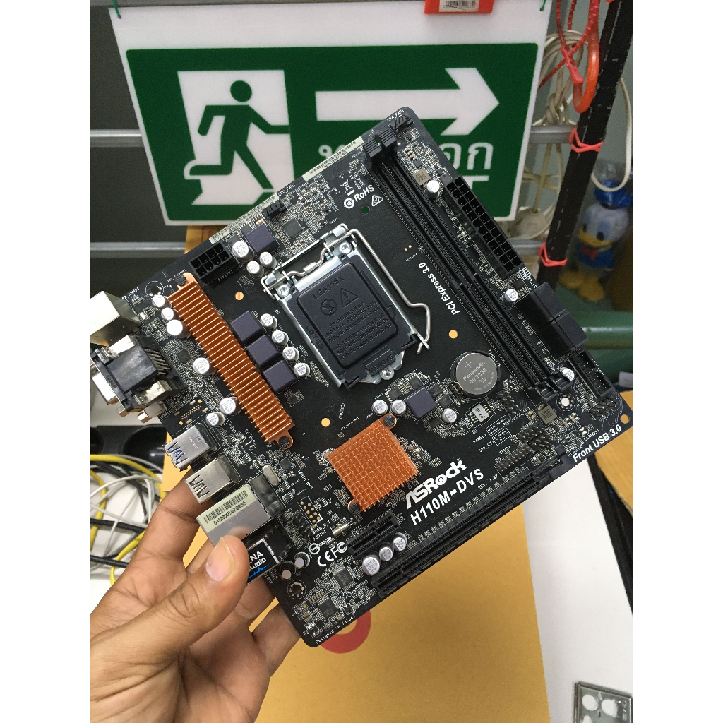 เมนบอร์ด MB 1151 V1 Asrock H110M รองรับ CPU Gen6-7 เท่านั้น บอร์ดมือสอง มีผลเทส