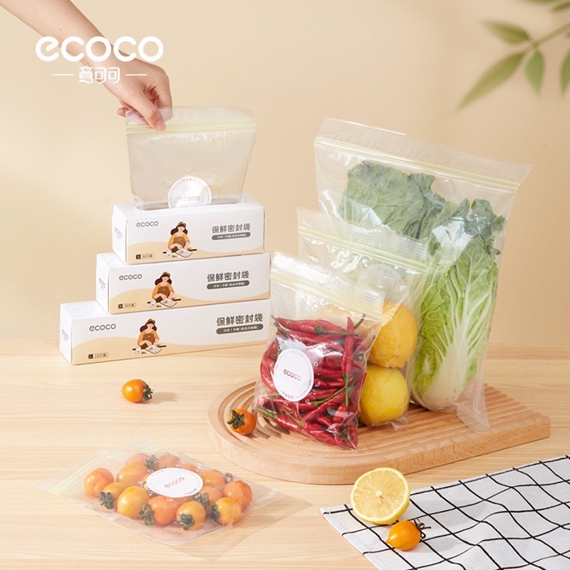 ECOCO ถุงซีลอาหารพรีเมี่ยม  ถุงซิปล็อคถนอมอาหารในตู้เย็น NO.2324