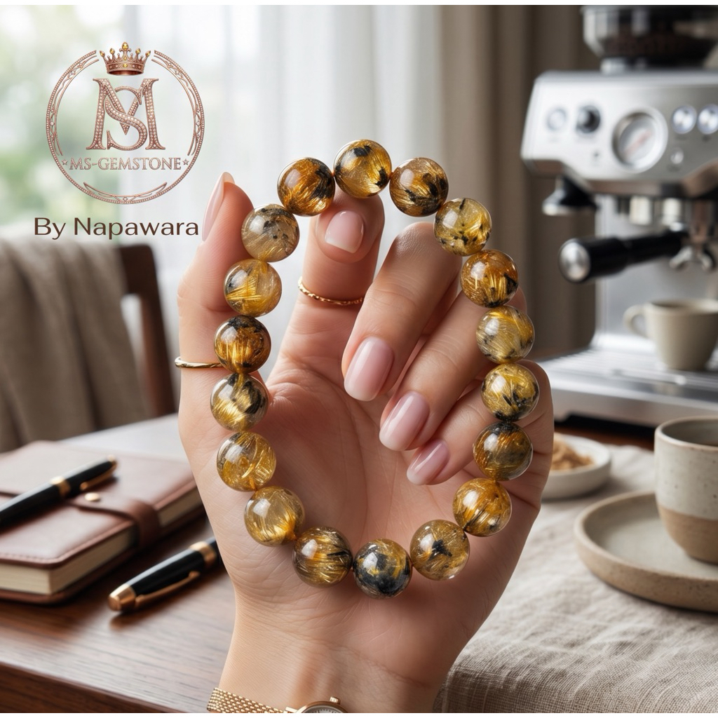 ไหมทองจักรพรรดิ ติดแร่เฮมาไทต์ เสริมอำนาจบารมีและมหาโชคลาภ โดย [MS-GEMSTONE] by Napawara
