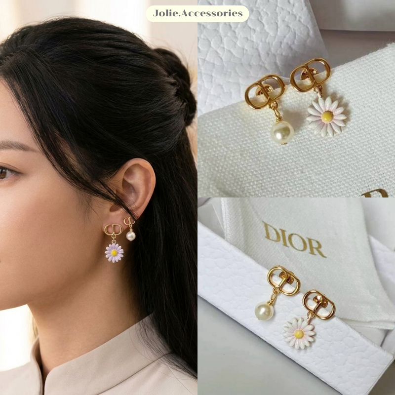 (D198) ต่างหู D Daisy มาใหม่ชนshop งานสวย ลัคชูสุดๆ มีปั๊มตัวแบรนด์ ♡