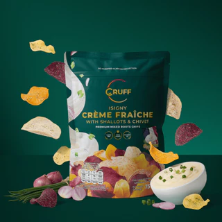 CRUFF Mixed Roots Chips Isigny Crème ครัฟ มันหลากสี ผสมเผือกทอดอบกรอบ รสอีซีนี่เครมเฟรช 75 กรัม