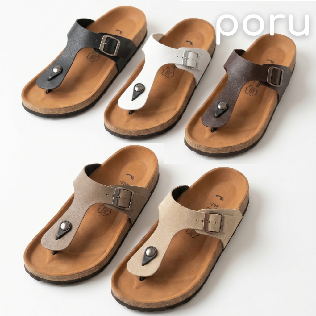 [ส่งฟรี]Poru รุ่น Duckies รองเท้าแตะหูหนีบ หนัง PU เกรดพรีเมียม นุ่มใส่สบาย ไซส์ 36-45