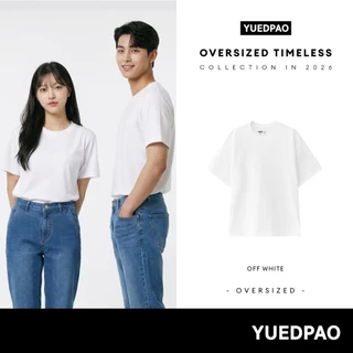 Yuedpao Oversized Timeless 2025+2026 ผ้าหนายับยากรีดง่าย เสื้อยืดทรงหลวม เสื้อยืดเปล่า โอเวอร์ไซส์ สี White