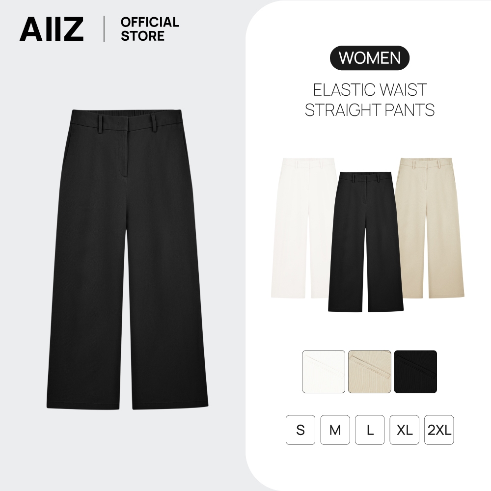 AIIZ (เอ ทู แซด) - AIIZ กางเกงขายาวผู้หญิง เอวยางยืด AIIZ Women's Elastic Waist Straight Pants