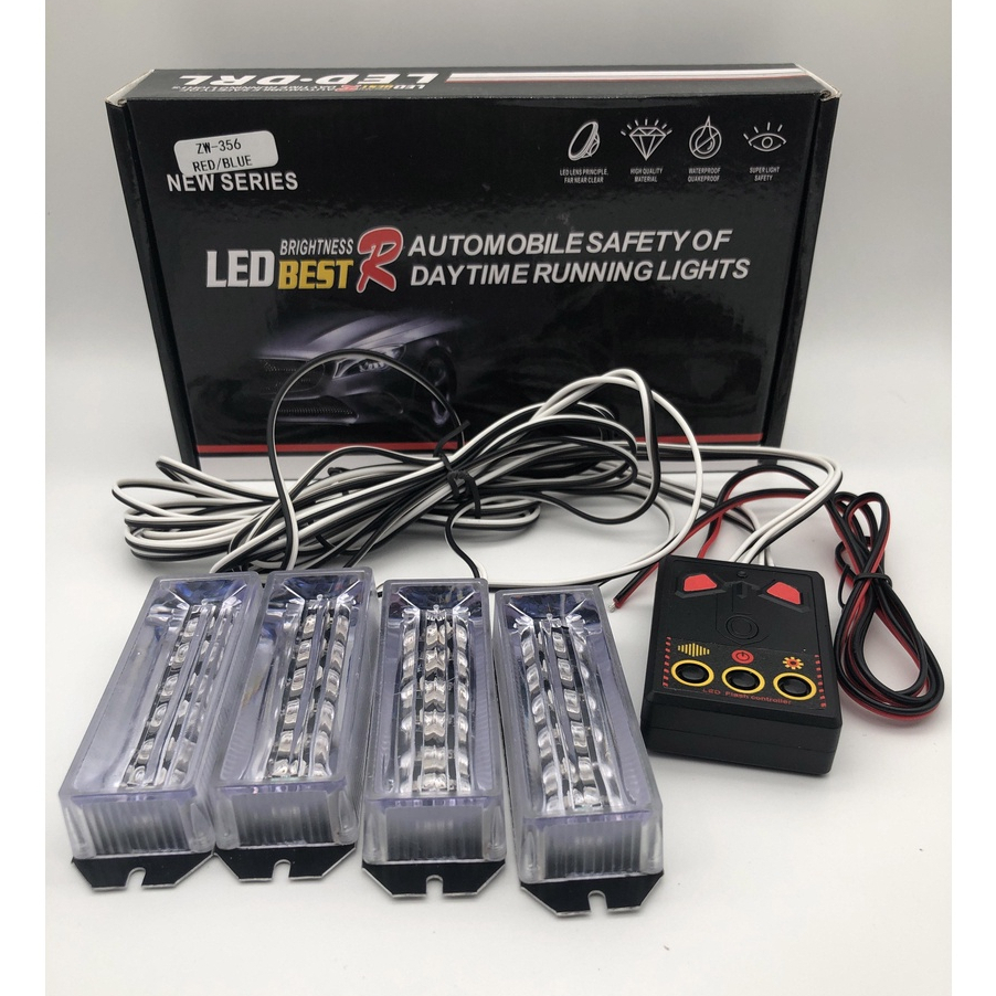 ไฟไซเรนฉุกเฉิน รุ่น 356 LED 6จุด *4ช่อ อเนกประสงค์ มี 3 สีให้เลือก แดง/ เหลือง /แดง-น้ำ