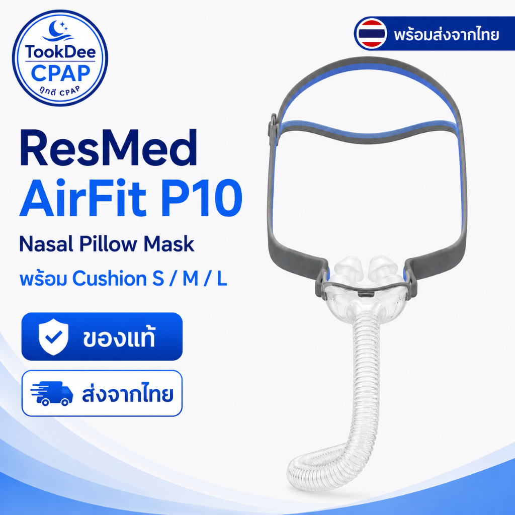 (ของแท้) ResMed AirFit P10 Nasal Pillow Mask หน้ากาก CPAP แบบหมอนรองจมูก Cushion S/M/L ส่งจากไทย