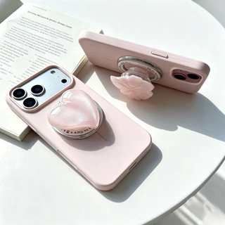 เคสซิลิโคน ขาตั้ง ชมพู I17ProMax ชาร์จได้ กิ๊บต๊อก pop up เคสกำมะหยี่ สำหรับ for iphone 16promax 15promax 14 13 12 11