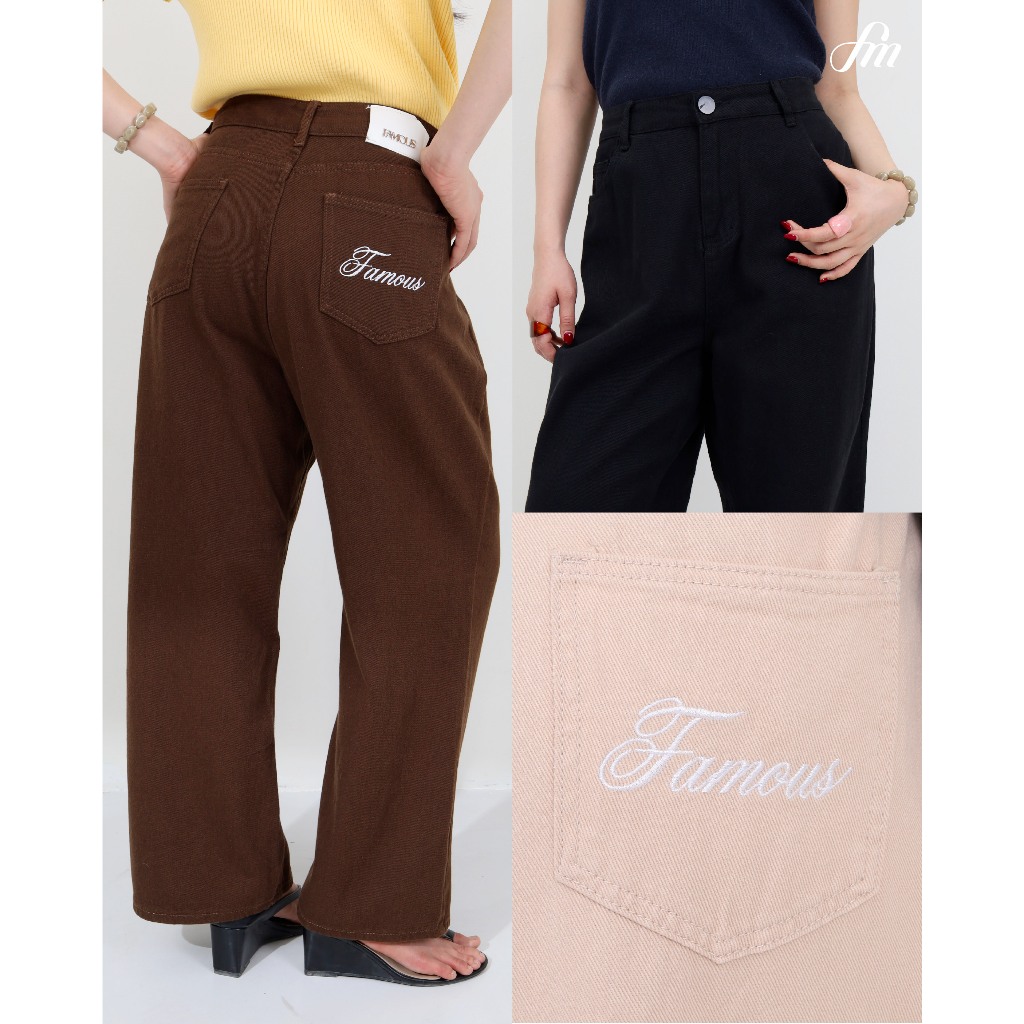 FAMOUS กางเกงปักกระเป๋า #FMBL-F1B049