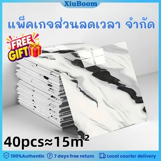60*60cm แผ่นกระเบื้องเลียนแบบติดกาวด้วยตนเองชุด 40 ชิ้นชุดแผ่นพื้นหนาคุณภาพสูงกันน้ำและไม่ลื่นเพื่อทำความสะอาดได้ง่าย