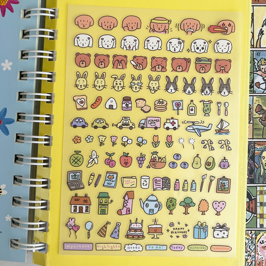(A6) Diary Stickers สติกเกอร์จิ๋ว แต่งไดอารี่ ลอกแปะซ้ำได้