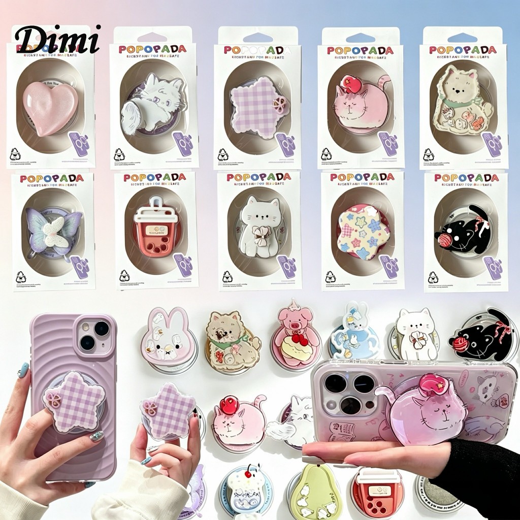 PoP uP ใส่กล่อง  กิ๊บต๊อก ลายการ์ตูด แหวนติดหลังโทรศัพท์ แม่เหล็กดูดแน่น
