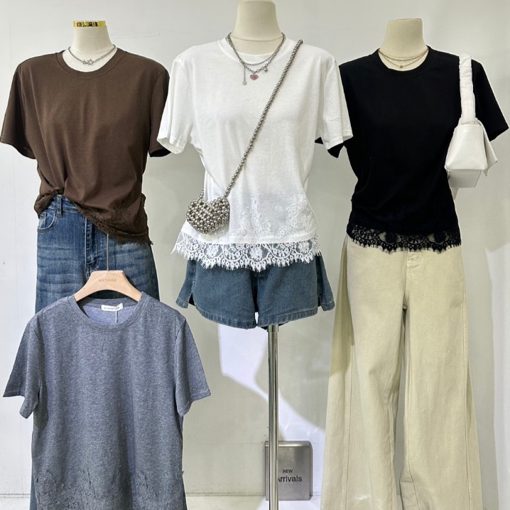 M2179 เสื้อยืดลูกไม้ ตัวยอดฮิต จองด่วนก่อนหมด!  กรี๊ดมากกก! รุ่นที่ถามหากันเยอะมาก เสื้อยืดทรง Oversize
