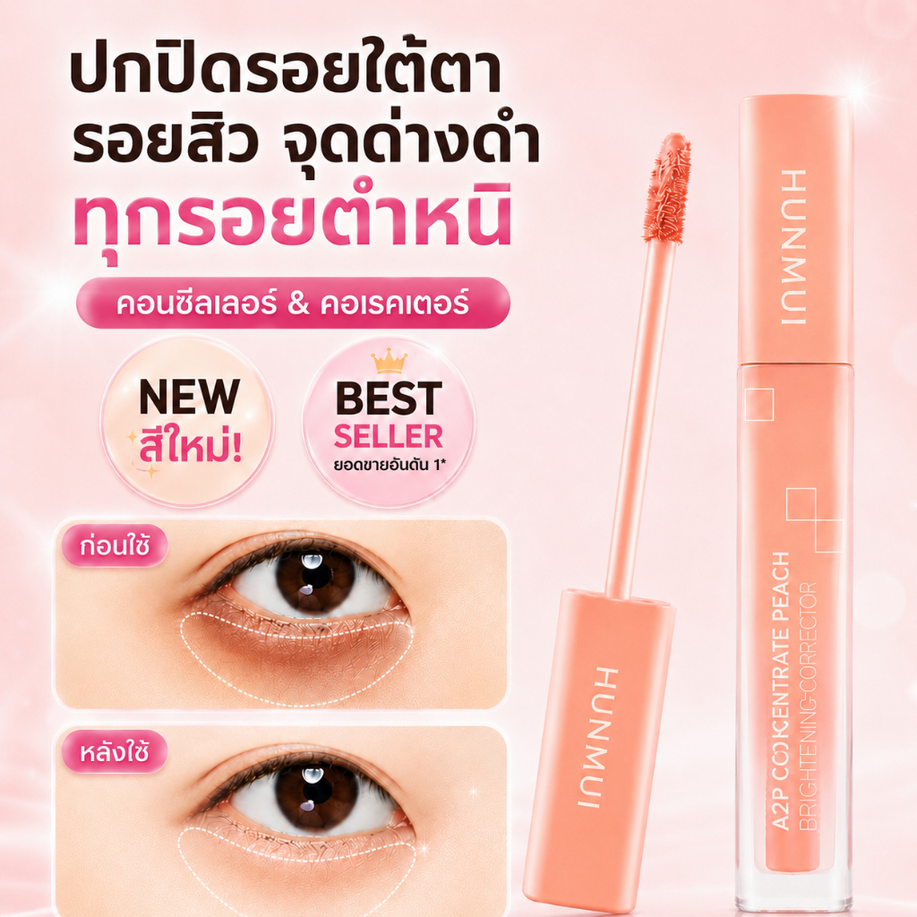 A2P Peach Concealer คอนซีลเลอร์เนื้อลิควิด คอเรคเตอร์พีช | ปกปิดรอยใต้ตา รอยสิว รอยแดง เนื้อบางเบา ต