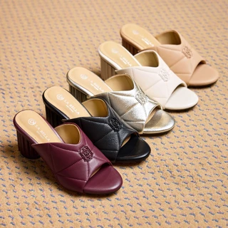 LA BELLA รองเท้าส้นสูงเปิดส้นหนังแกะ รุ่น ELEGANTE SOFT STITCH SANDALS 5 สี