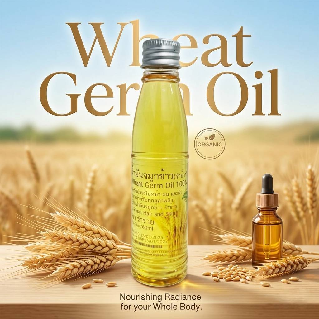 น้ำมันรำข้าว จมูกข้าวสาลี ออแกนิกส์ Wheat Germ Oil Organic Pure สำหรับใบหน้า ผมและผิว หรือรับประทาน